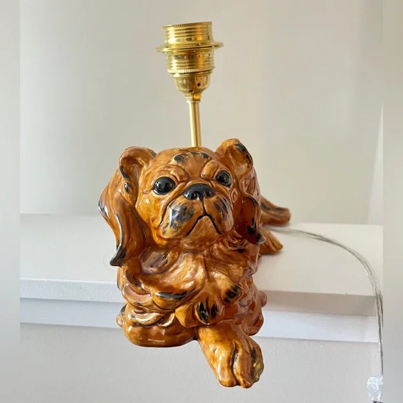 Brown Ceramic Dog Lamp - Picture 3 of 6